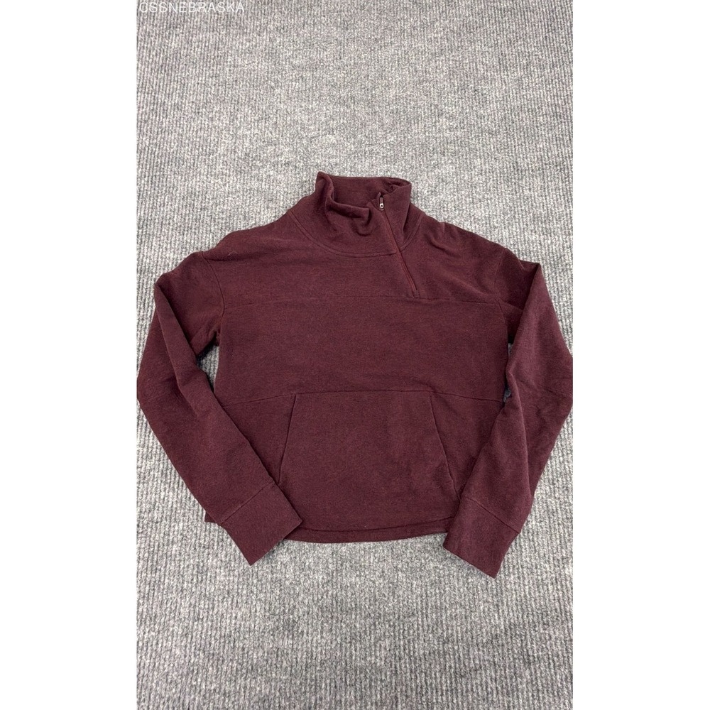 The North Face Women's Burgundy Quarter Zip Cropped Pullover Sweatshirt Size M